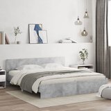  Okvir za krevet s uzglavljem i LED siva boja betona 200x200 cm | shoptok.hr