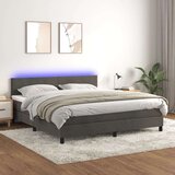  Box spring postelja z vzmetnico LED temno siva 160x200 cm žamet, (20789256) Cene