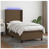  Krevet box spring s madracem LED tamnosmeđi 100x200 cm tkanina | shoptok.hr