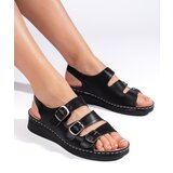 Shelvt Women's Black Sandals With Buckles | shoptok.hr
