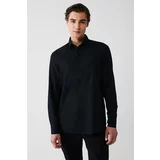 Avva Men's Black 100% Cotton Classic Collar Dobby Standard Fit Normal Cut Shirt