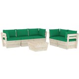 The Living Store Vrtna garnitura iz palet 6-delna z blazinami smrekovina - Vrtna Sedežna Garnitura, (21461400) | Shoptok.si