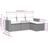  4-dijelni set vrtnih sofa od poliratana s jastucima crni | shoptok.hr