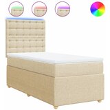 vidaXL Box spring postelja z vzmetnico krem 100x200 cm blago, (21306365) | Shoptok.si