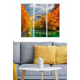 Wallity MDF123261874 multicolor decorative mdf painting (3 pieces) Cene