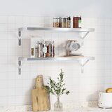  The Living Store Stenske police 2 kosa 75x23,5x3 cm srebrna nerjaveče jeklo - Stenska Polica, (21497168) | Shoptok.si