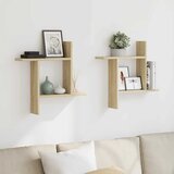  Zidne police 2 kom boja hrasta 50x12x50cm od konstruiranog drva | shoptok.hr