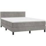  Box spring postelja z vzmetnico LED svetlo siva 140x200cm žamet, (20726049) | Shoptok.si