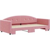 vidaXL Izvlečna dnevna postelja roza 90x200 cm žamet | Shoptok.si