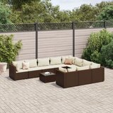  11-dijelni set vrtnih sofa od poliratana s jastucima smeđi | shoptok.hr