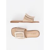GOODIN Tweed slippers on a flat sole beige | Shoptok.si