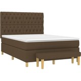 Krevet s oprugama i madracem tamnosmeđi 140 x 190 cm od tkanine | shoptok.hr