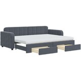 vidaXL Izvlečna dnevna postelja s predali temno siva 80x200 cm žamet | Shoptok.si