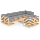 The Living Store Vrtna sedežna garnitura 10-delna z blazinami trdna borovina - Vrtna Sedežna Garnitura, (21421506) | Shoptok.si