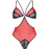 Passion Peonia - bodi s izrezom sa strane (crveno-crni) | shoptok.hr