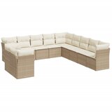 Maison Chic Seti vrtnega pohištva - Vrtna garnitura - Vrtni pohištvo set 11-delna z blazinami bež poli ratan, (21809274) | Shoptok.si