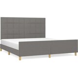  Posteljni okvir z vzglavjem temno siv 160x200 cm blago, (20795164) | Shoptok.si