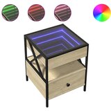Maison Chic Nočna mizica - Nočna omarica - Nočna miza z neskončnimi LED sonoma hrast 40x40x51 cm, (21688243) Cene