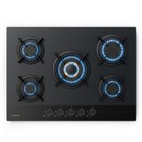 Klarstein Goldflame Nano plinska kuhalna plošča | 5 medeninastih gorilnikov | Nano premaz | LPG/zemeljski plin | Shoptok.si