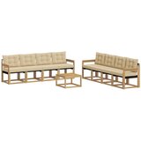 vidaXL Zunanja garnitura za sedenje z blazino 9 pcs Bela in bež, (5000271449) | Shoptok.si