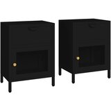 Maison Chic Dvo delni komplet Nočne omarice - Nočne mize črna 40x30x54,5 cm jeklo in steklo, (21689633) | Shoptok.si