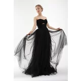 Lafaba Women's Black Strapless Tulle Evening Dress