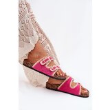 Boto Crocheted Women's Slippers With Golden Buckles Fuchsia Fenira | shoptok.hr