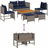 Sjedeća garnitura za vrt 6 kom. Siva i tamnoplava poliratan 84 x 45 x 35 cm | Shoptok.si