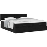 vidaXL Otomanski posteljni okvir z vzmetnicami črn 200x200cm žamet | Shoptok.si