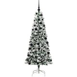 vidaXL Umetno Zložljivo Božično Drevo Zelena in bela 180 cm PVC | Shoptok.si