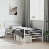 Maison Chic Kovinski Posteljni okvir - Enojna postelja - Postelja za odrasle z vzglavjem in vznožjem bel 107x203 cm, (21696188) | Shoptok.si