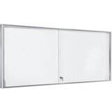 eurokraft pro Vitrina, aluminijast okvir, drsna vrata, 27 x DIN A4, ŠxVxG 1970 x 970 x 50 mm, oglat okvir | Shoptok.si