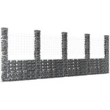  Gabionska košara U-oblika s 5 stupova 500x20x200 cm željezna | shoptok.hr