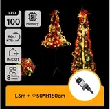 LED spoljni božićni bor 100xLED/230V 1,5m IP44 crno/zlatno toplo belo