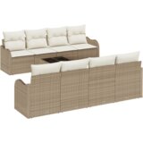 vidaXL 9-dijelni vrtni sofa set s jastučićima Bež Poliratan, 2-sjedni vrtni sofa s jastučićima Bež Poliratan | shoptok.hr