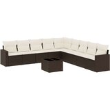 vidaXL 10-dijelni set vrtnih sofa od poliratana s jastucima smeđi | shoptok.hr