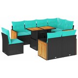  9-dijelni set vrtnih sofa s jastucima crni od poliratana bagrem | shoptok.hr