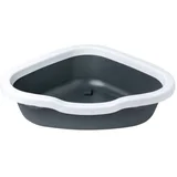otvoreni ugaoni toalet za mačke 55 cm x 42,5 cm x 14 cm sivi