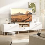 TV ormarić 200 cm za televizore do 90 inča 2 pretinca s preklopima otvoreni pretinac ladica 8 nogu iverica bijela | shoptok.hr