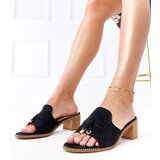  Black block heel mules with strap embellishment Gariend | shoptok.hr