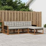  Set vanjskih sofa s jastukom 4 pcs Prirodna i svjetlosiva | shoptok.hr