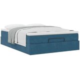 vidaXL Otomanska postelja z vzmetnico temno modra 140x190cm žamet | Shoptok.si