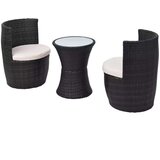 Poli 3-dijelni bistro set od poliratana s jastucima crni | shoptok.hr