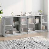 vidaXL Knjižna omara z vrati betonsko siva 204x37x75 cm inženirski les | Shoptok.si