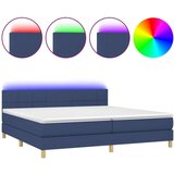  Box spring postelja z vzmetnico LED modra 200x200 cm blago, (20899493) | Shoptok.si