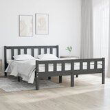 The Living Store Okvir za krevet od masivnog drva sivi 140 x 190 cm Cijene