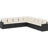  9-dijelni set vrtnih sofa s jastucima crni od poliratana | shoptok.hr