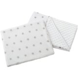 Medi Partners Quilt 55x75 + pillow 35x30 cotton + minky – Gray stars on white + white minky | ePonuda.com