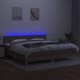  Krevet box spring s madracem LED smeđesivi 200x200 cm tkanina | shoptok.hr