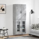 vidaXL Visoka komoda siva betona 69 5x34x180 cm od konstruiranog drva | shoptok.hr